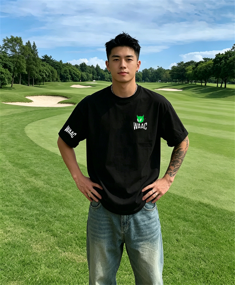 Men's Black Golf T-shirt Short - Golf Equipment Logo avaliação e preço