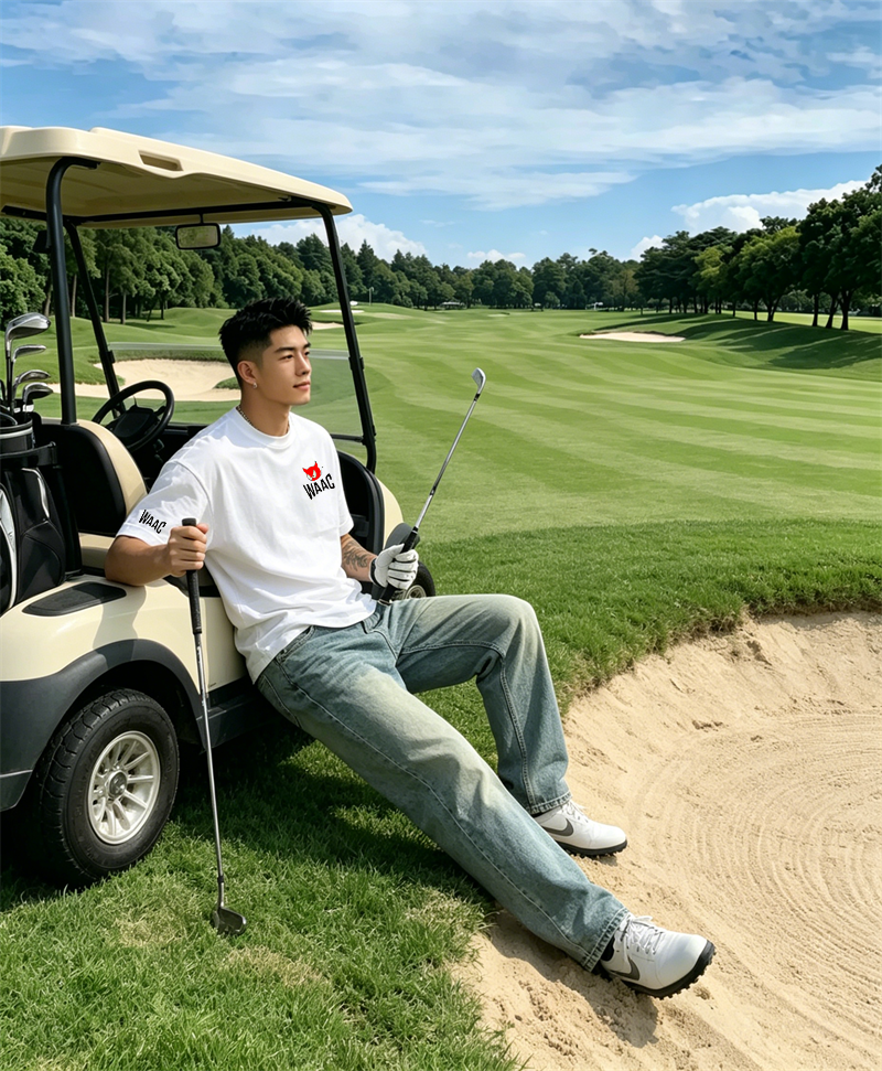 Men's Black Golf T-shirt Short - Golf Equipment Logo avaliação e preço