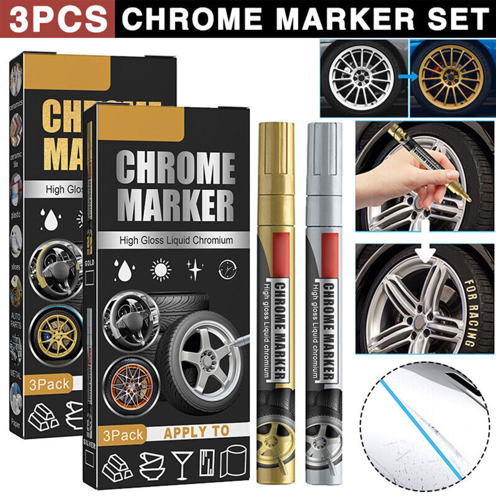 3Pcs/Set Chrome Marker Pen Car - Tee Height Marker avaliação e preço