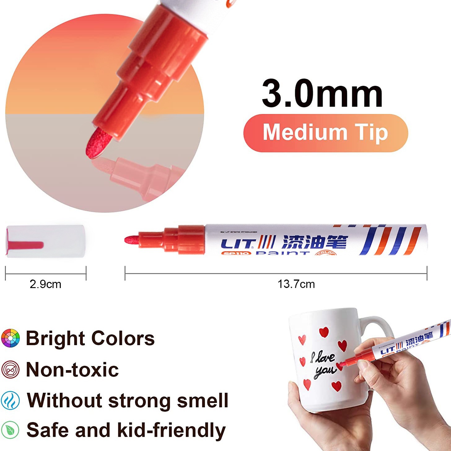1/8/12Pcs Colored Permanent Pa - Tee Height Marker avaliação e preço